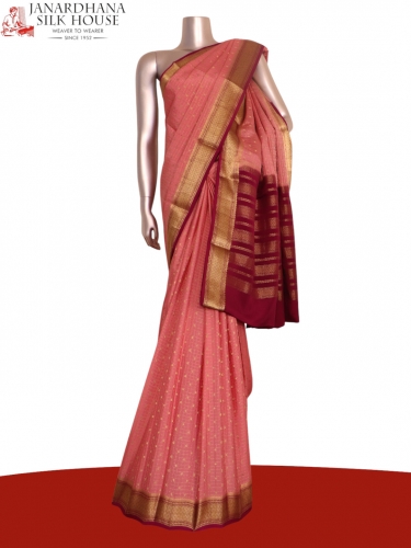 Pure Checks Butta Zari Mysore Crepe Silk Saree